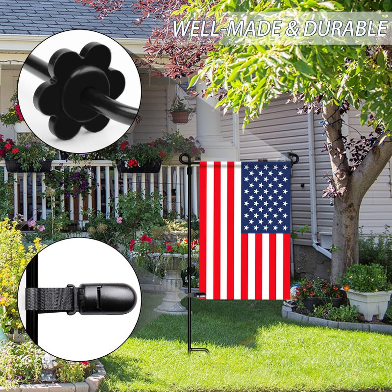 HOOSUN 10 Pack Garden Flags Clips And Stoppers Tiger Clips For Garden Flag Holder Rubber Stoppers Yard Flag Holder Clip for Small Flags Pole 4th of July Accessories - Image 4